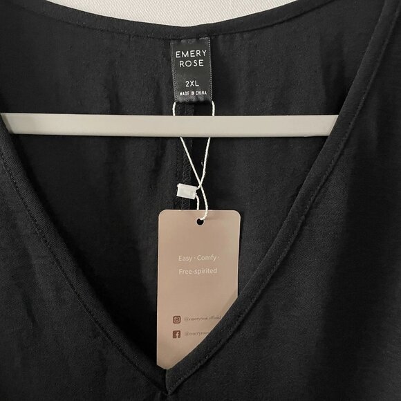 NWT Emery Rose Womens Black Contrast Striped Flounce Sleeve Smock Dress Size 2XL - Picture 6 of 11